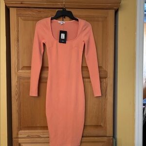 Fashion Nova Coral Long Sleeve Dress